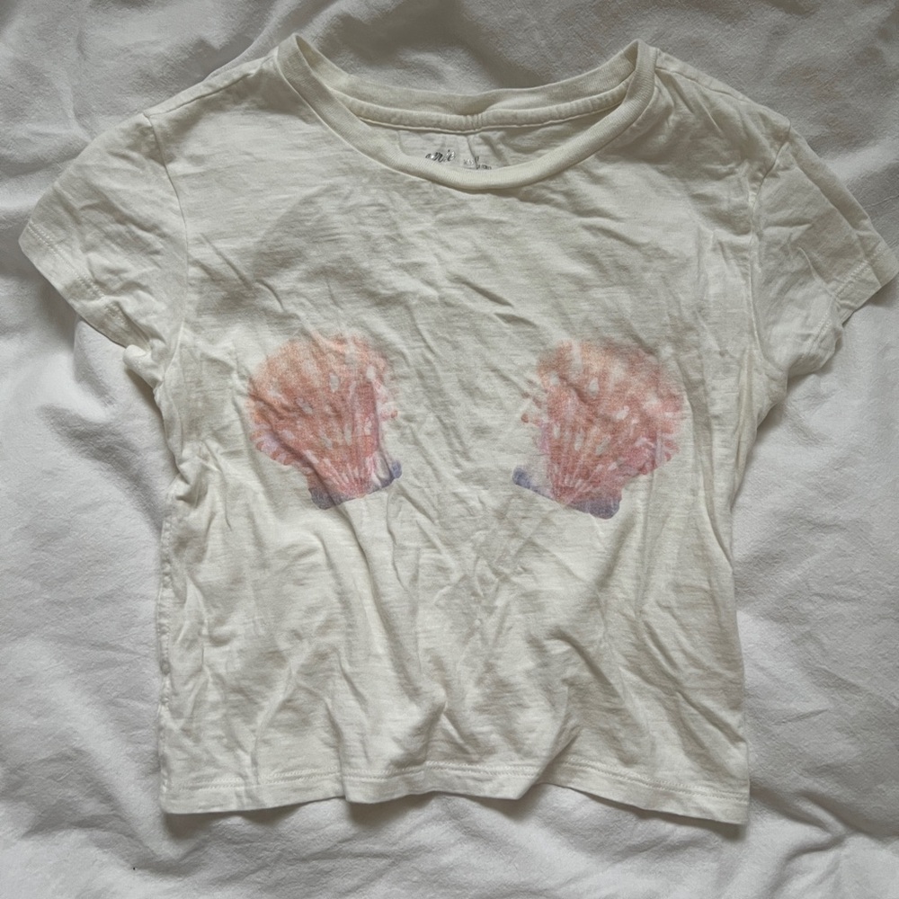 Aerie Pink Seashell Cropped Baby Tee